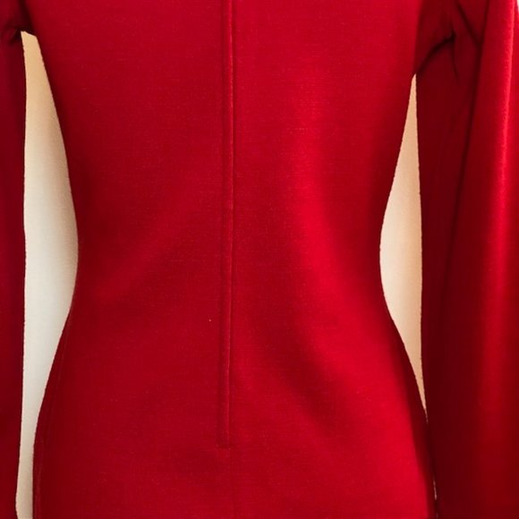 Outlander Red Midi Dress - Wool Blend - Petite Small - Vintage - Picture 8 of 15
